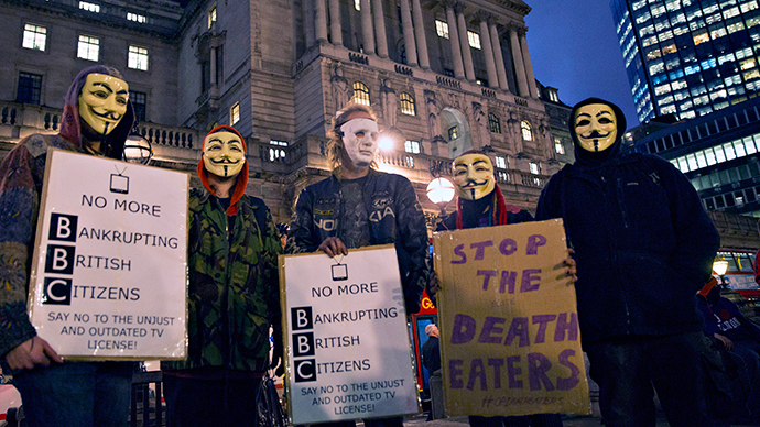 ​Anonymous hold protest at BBC London HQ