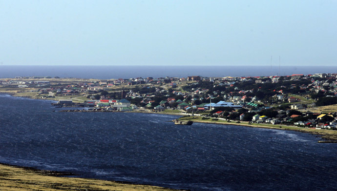 View of Stanley from Mount Longdon, Falklands. (AFP Photo/Daniel Garcia)