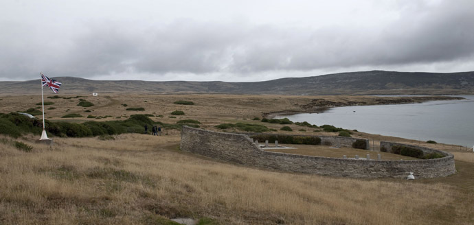 View of the British military cemetery in San Carlos Village in the Falkland Islands. (AFP Photo/Martin Bernetti)