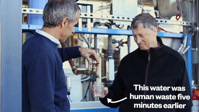 Bill Gates drinks cup of water that used to be human poop (VIDEO)