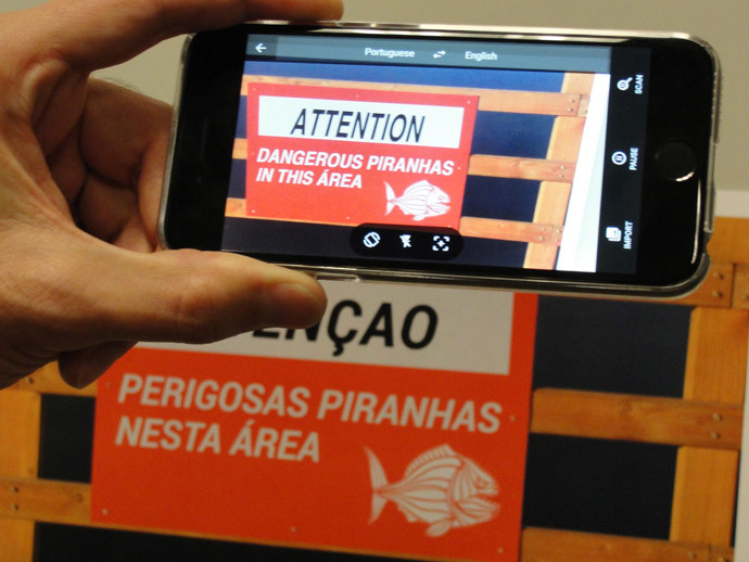 An updated Google Translate application, seen January 12, 2015 in San Francisco, enables smartphones to translate signs, menus and more into English. (AFP Photo / Glenn Chapman)