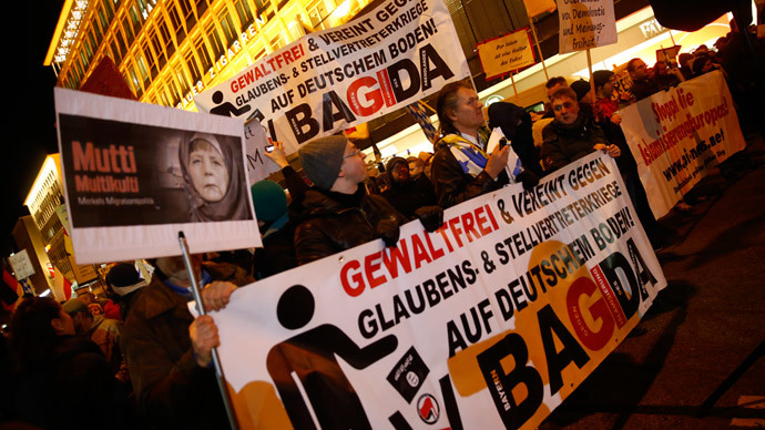 Members of BAGIDA, the Bavarian section of the anti-immigration movement Patriotic Europeans Against the Islamisation of the West (PEGIDA), march in the centre of Munich, January 19, 2015. (Reuters / Michael Dalder)