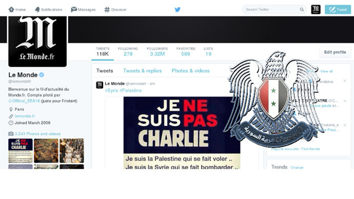 Le Monde Twitter account hacked by Syrian Electronic Army
