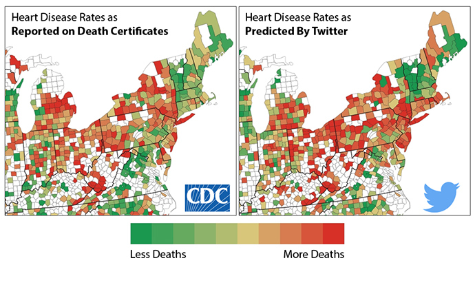 The researchers compared the language of tweets and CDC data on a county-by-county level (University of Pennsylvania)