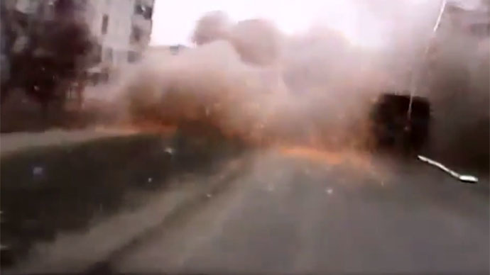 Inches away from death: Mariupol shelling caught on dashcam