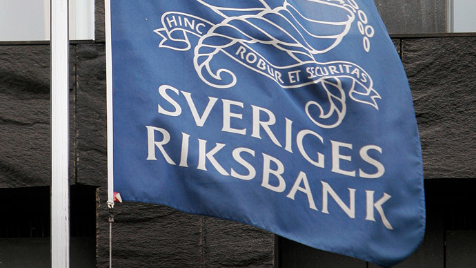 First negative interest rate in Sweden, buys bonds to counter deflation