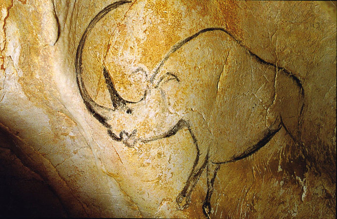 Chauvet cave art depicting a woolly rhino, France (Image from Wikidepia)
