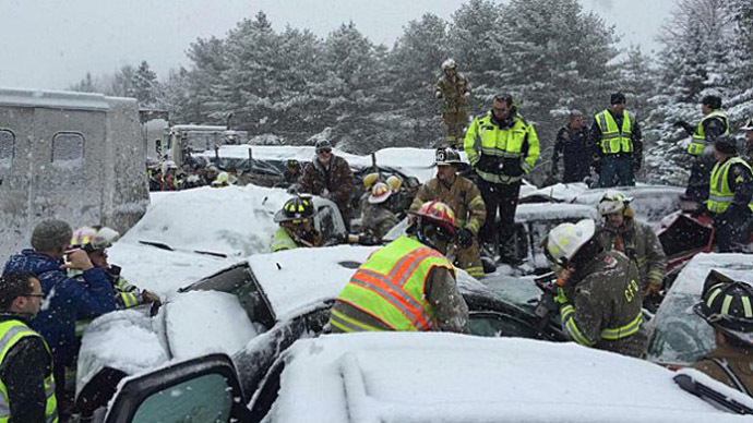 ​Dozens of cars crash in snowy pileup on Maine interstate (VIDEO, PHOTOS)