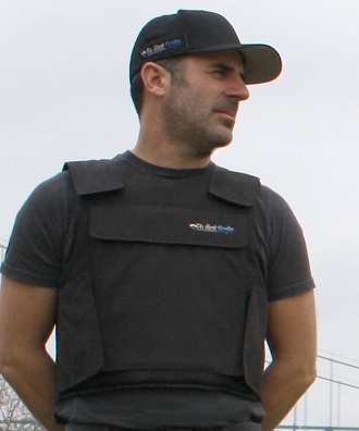 BulletSafe president Tom Nardone models the bulletproof cap and a vest for the company's 2015 catalog (Kickstarter/BulletSafe)