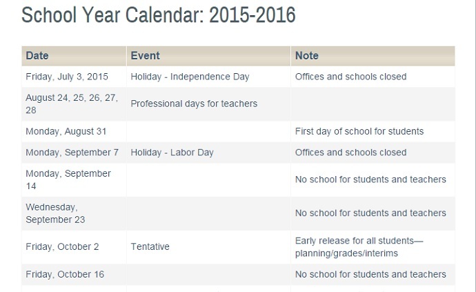 Montgomery County Public Schools will close on September 23, but do not give a reason. Yom Kippur and Eid al-Adha both fall on that day. (Screenshot from MCPS website)