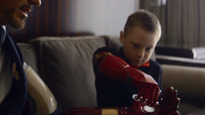 Real-life superhero: ‘Iron Man’ presents kid with new bionic arm