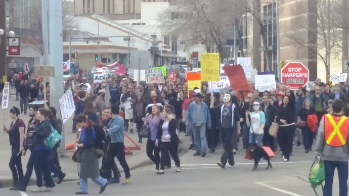 'Freedom in jeopardy': Thousands rally across Canada against new anti-terror law