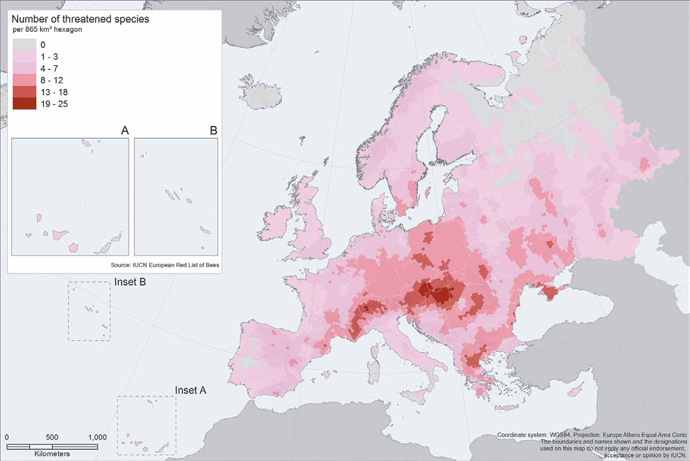 Distribution of threatened bees in Europe. (image from http://ec.europa.eu)