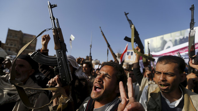 Gulf coalition airstrikes against Houthi rebels in Yemen