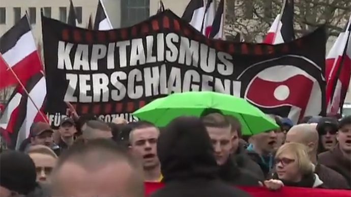 Far-right march in Germany eclipsed by anti-fascists, guarded by police (VIDEO)
