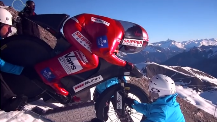 Extreme biker sets death-defying downhill world record on mountain of ice (VIDEO)