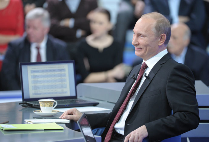 December 15, 2011. Prime Minister Vladimir Putin during the annual Q&A session. (RIA Novosti/Aleksey Nikolskyi)