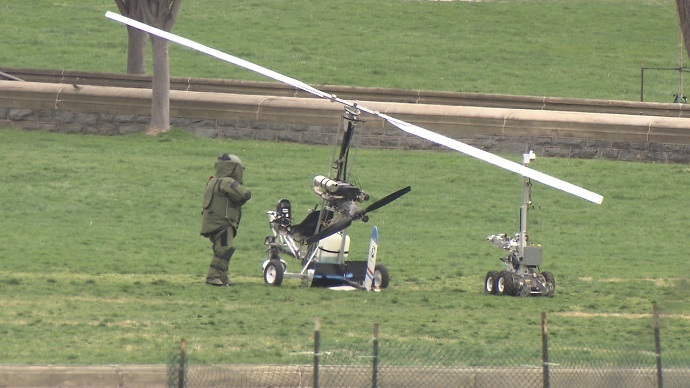Small copter lands on Capitol lawn, area on lockdown