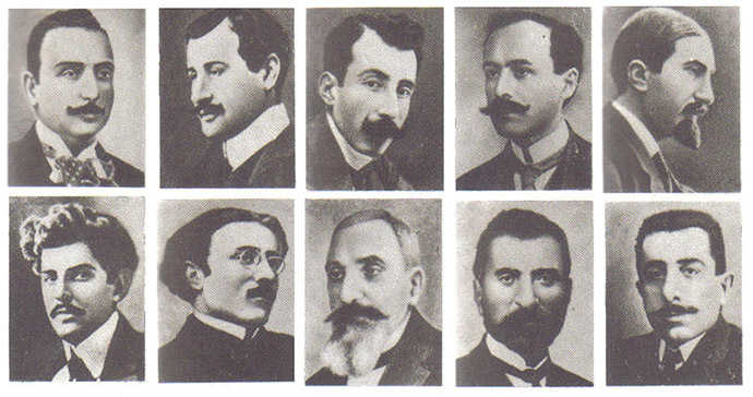 Armenian intellectuals who were arrested and later executed en masse by Young Turk government authorities on the night of 24 April 1915. (Image from Wikipedia)