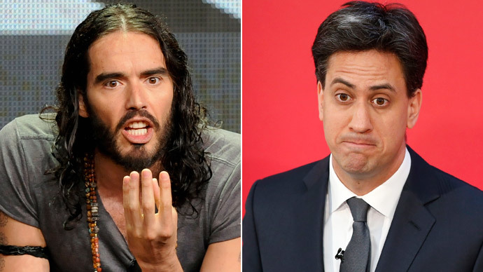 Party branding? Miliband spotted on late night visit to Russell Brand’s house