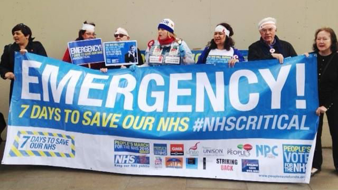 ‘7 days to save our NHS!’ Health workers stage national protest against cuts
