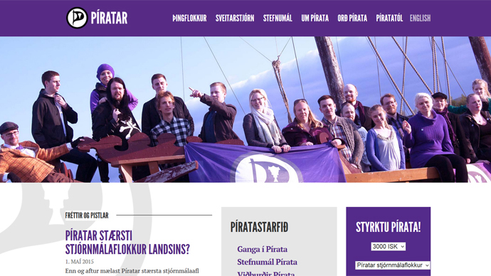 Iceland Pirate Party popularity doubles over 2 months, rivals to ruling parties combined