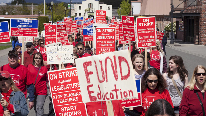 Washington teachers conduct rolling strike over lack of education funding