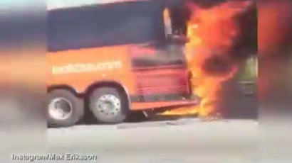 Bus from hell: Flaming vehicle causes panic in Ukrainian city (VIDEO)