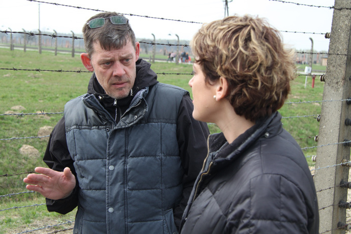 Paula Slier meets with the grandson of Auschwitz commandant Rudolf Hess.RT Photo