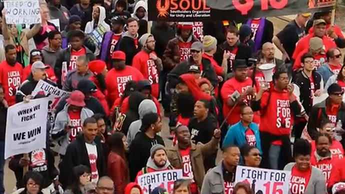 Protest for higher pay outside McDonald's HQ