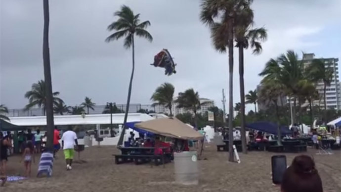 Waterspout lifts bounce house 50 ft. up into air, injuring kids inside (VIDEO)