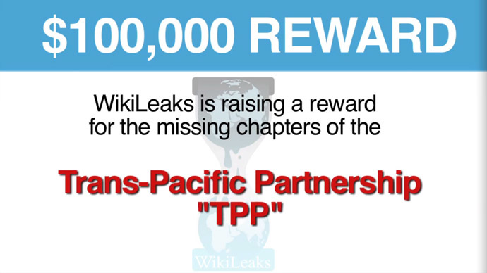 ​WikiLeaks aims to crowdsource $100k as reward for missing TPP chapters