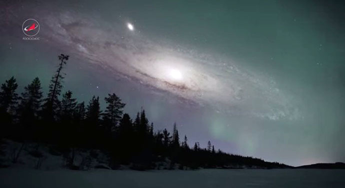 Andromeda Galaxy (Still from youtube video/roskosmos studios)