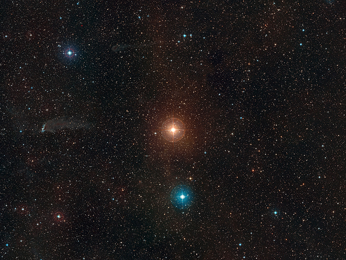 Wide-field view of the sky around the red giant star L2 Puppis (Image from eso.org)