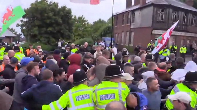 Far-right demonstrators in 3rd UK march against new mosque