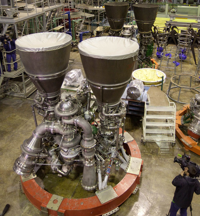 Russian RD-180 rocket engines manufactured at Energomash at the request of the U.S., being prepared for transport to Sheremetyevo Airport. (RIA Novosti/Iliya Pitalev)