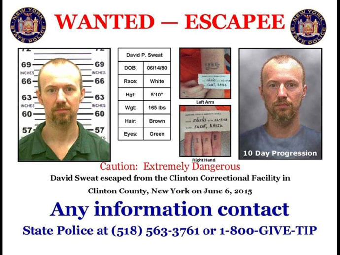 A wanted poster for escaped convict David Sweat is seen in an undated handout released by the New York State Police. (Reuters)
