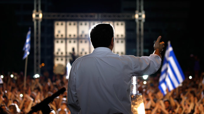 Greek Prime Minister Alexis Tsipras delivers a speech at an anti-austerity rally in Syntagma Square in Athens, Greece, July 3, 2015.(Reuters / Yannis Behrakis )