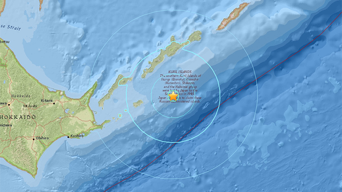 6.2 magnitude quake strikes east of Kuril Islands