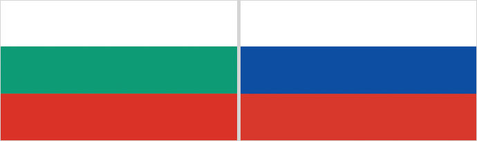 Bulgarian (L) and Russian flags