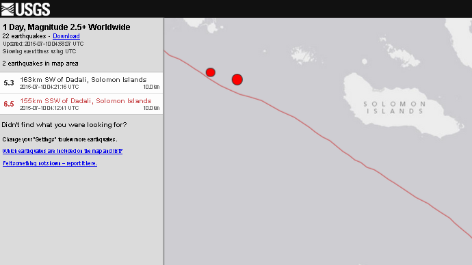 6.5 earthquake, aftershock strikes off Solomon Islands