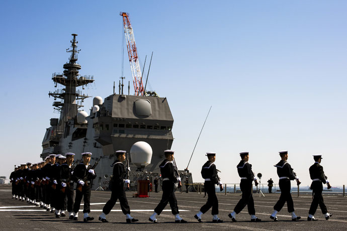 The Izumo warship at the Japan United Marine shipyard in Yokohama, south of Tokyo (Reuters/Thomas Peter)