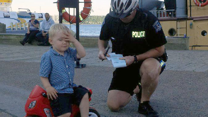 Canadian police give (blank) ticket to 3yo ‘ruthless biker’ for bad, bad parking (PHOTO)