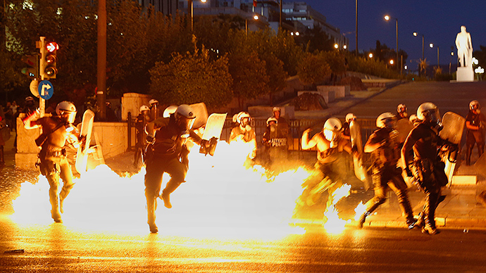 Tear gas v petrol bombs: Clashes mar massive Greek protest against bailout deal