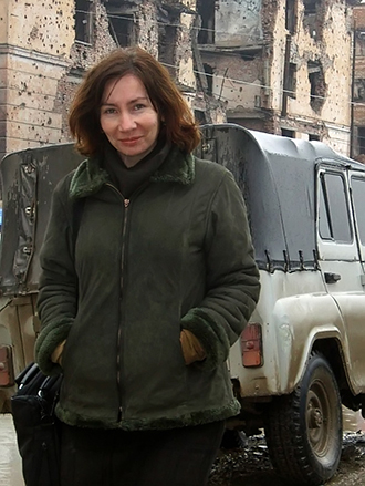 Human rights activist Natalya Estemirova in the Chechen capital city of Grozny in 2004. Photo courtesy of the Memorial Human Rights Center (RIA Novosti)