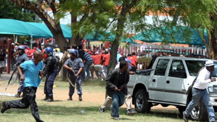 S. African police fire stun grenades, rubber bullets as unions clash