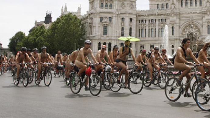 Cyclists ride in naked protest against traffic danger