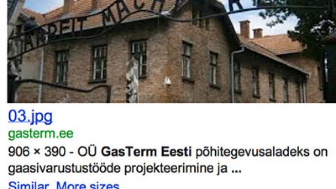Estonian gas co. advertises with Auschwitz gate