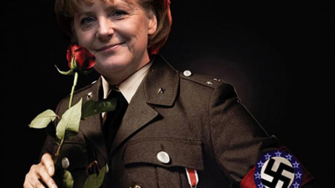 Greeks react to bailout by dressing up Merkel as Nazi