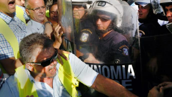 Blue on blue: Greek police face off in Athens